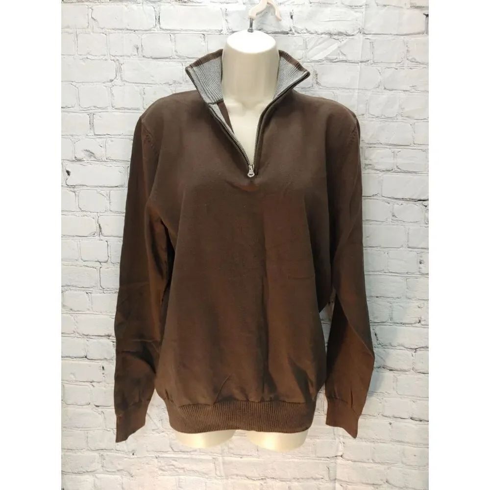Old Navy Mens Size Small Brown Knit 1/4 Zip Sweater